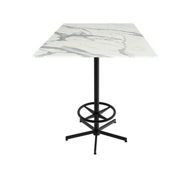 Holland Bar Stool 42" Tall OD216 Indoor/Outdoor All-Season Table with 36" x 36" Square White Marble Top