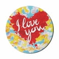 thumbnail image 1 of I Love You Mouse Pad for Computers, Brushstroke Style Valentines Celebration Message My Other Half Celebration Image, Round Non-Slip Thick Rubber Modern Mousepad, 8" Round, Multicolor, by Ambesonne, 1 of 2
