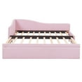 thumbnail image 5 of Elegant Twin Upholstered L-Shaped Daybed with Pop-Up Trundle, Pink Linen, Versatile Living Room/Guest Room Furniture, No Box Spring Needed, 5 of 21