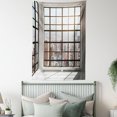 thumbnail image 4 of Modern Tapestry, Urban City View of Apartments from Square Shape Windows Photograph, Wall Hanging for Bedroom Living Room Dorm Decor, 60W X 80L Inches, White Black and Pale Brown, by Ambesonne, 4 of 5