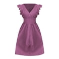 thumbnail image 4 of Womens Summer Boho Maxi Dress Casual 2026 V Neck Eyelet Dresses Flowy Vacation Beach Sundress Purple XL, 4 of 6