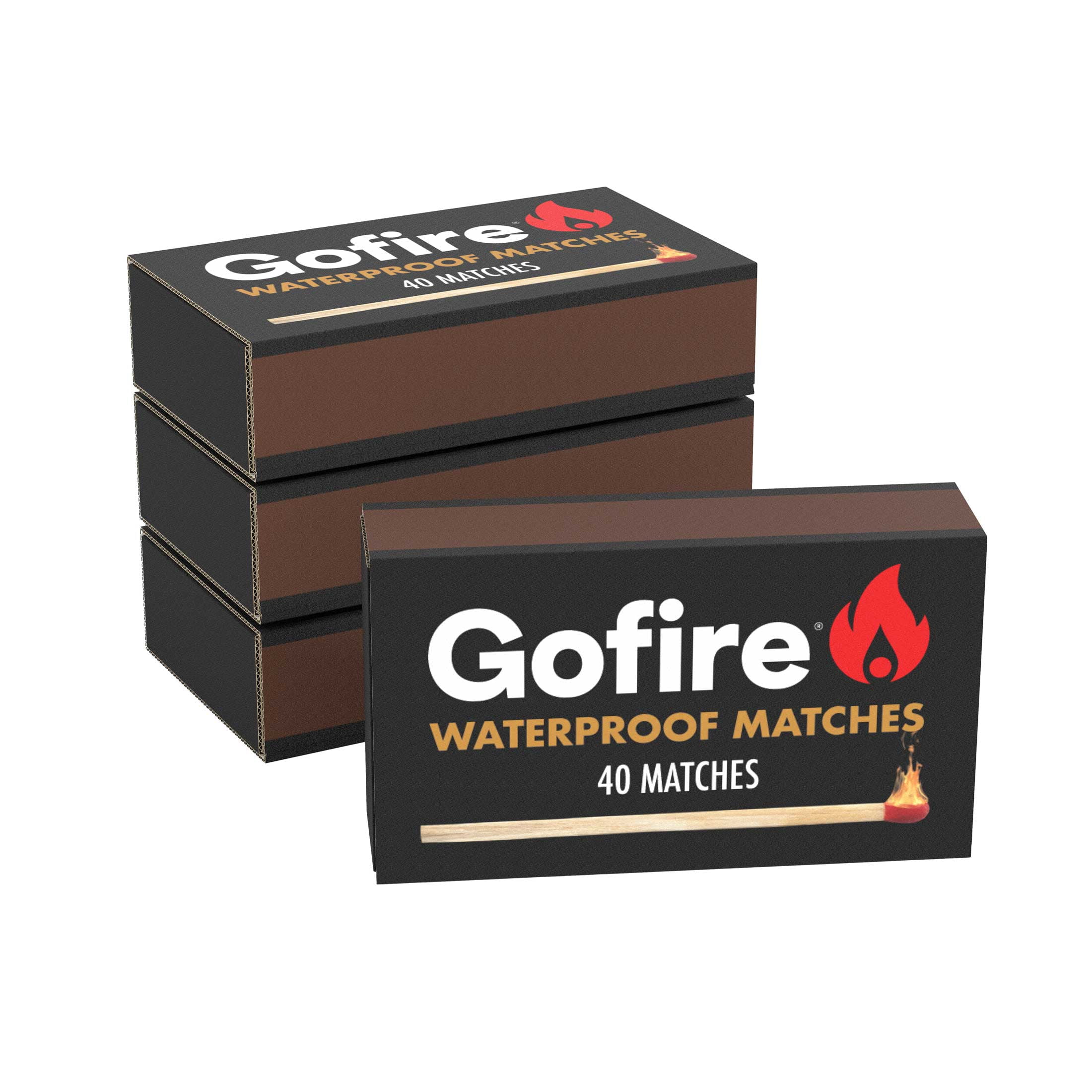 GoFire Waterproof Fire Starters 4 packs of 40 Matches for Outdoor Use, 160 Total