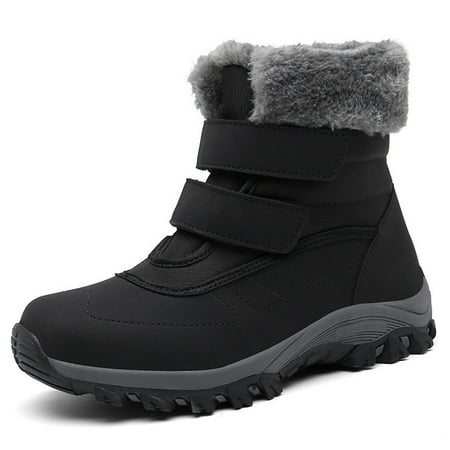 

Women s Winter Snow Boots Warm Thickened Faux Fur Lined Waterproof Outdoor Booties Hook and Loop Walking Shoes