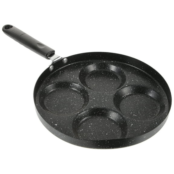 OUNONA 1PC Non-stick Fried Pan with 4 Compartments, Multi-section Cooking Pan for Home Kitchen Use (Black)
