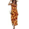 thumbnail image 2 of Baked Beans Womens Night Club Maxi Dress V Neck Sleeveless Bohemia Long Dresses, 2 of 9