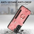 thumbnail image 6 of Allytech Galaxy S21 Case Wallet, RFID Blocking Multiple Cards Slots Ring Holder Stand Shockproof Protective Hand Wrist Wallet Case Cover for Samsung Galaxy S21 - Pink, 6 of 13