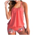 thumbnail image 2 of Acyse 2025 Womens Bikinis Clearance Juniors Retro Printed Flat Angle Juniors Swimsuit Split Swimsuit Set, 2 of 3