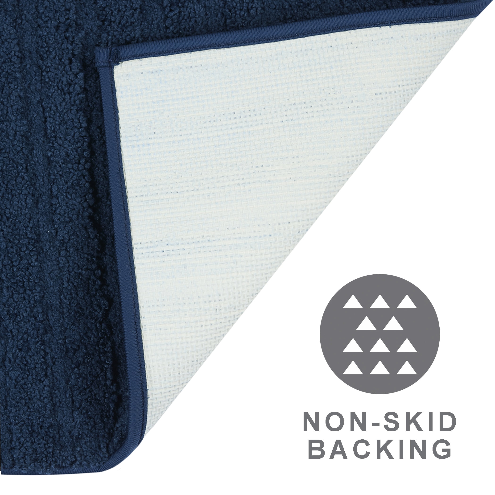 Mainstays Tufted Stripe 2 Piece Bath Rug Bundle, Blue Cove, 17 in x 24 in