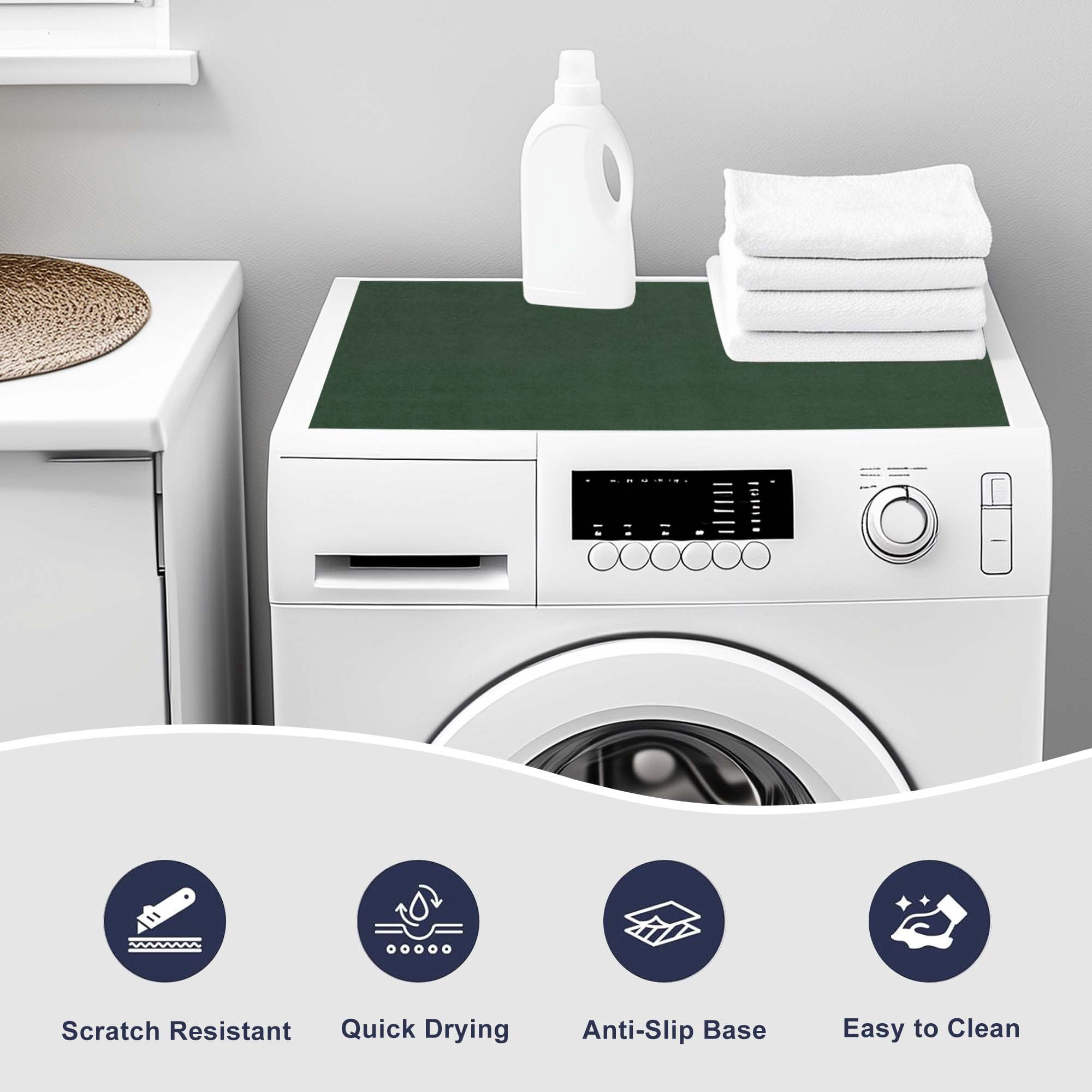 Unique Bargains Dust Cover Pad Washer and Dryer Covers Deep Green 23.62"x23.62"x0.12"