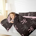 thumbnail image 5 of Feelyou Black Pink Bowknot Queen Comforter Set, Princess Ribbon Bow Bedding Sets, Cartoon Fairy Tale Reversible Bedding Comforter Set, Lightweight Room Decor, 3pcs, 5 of 8