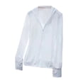thumbnail image 5 of Mdesiwst Women Sunscreen Coat Zipper Opening Hooded Ice Silk Anti-UV Thin Long Sleeve Great Breathability Pure Color Quick-drying Cycling Camping Jacket, 5 of 7