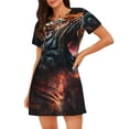 thumbnail image 1 of Vsdgher Chemise de Nuit à Manches Courtes Motif Tigre Cool pour Femmes, Col Rond, Mignonne, Confortable, 1 of 6
