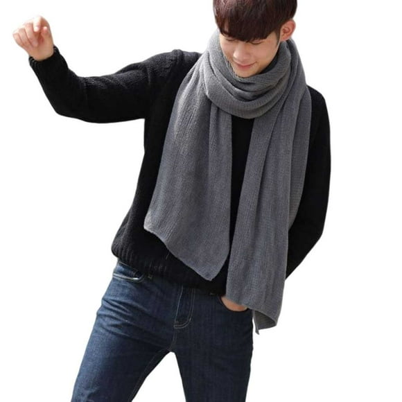 Becaristey Female Scarves Long Size 200*30cm Winter Warm Shawl Wraps Solid Knitted Fashionable Neckerchief Lovers Birthday Gift Dark Gray