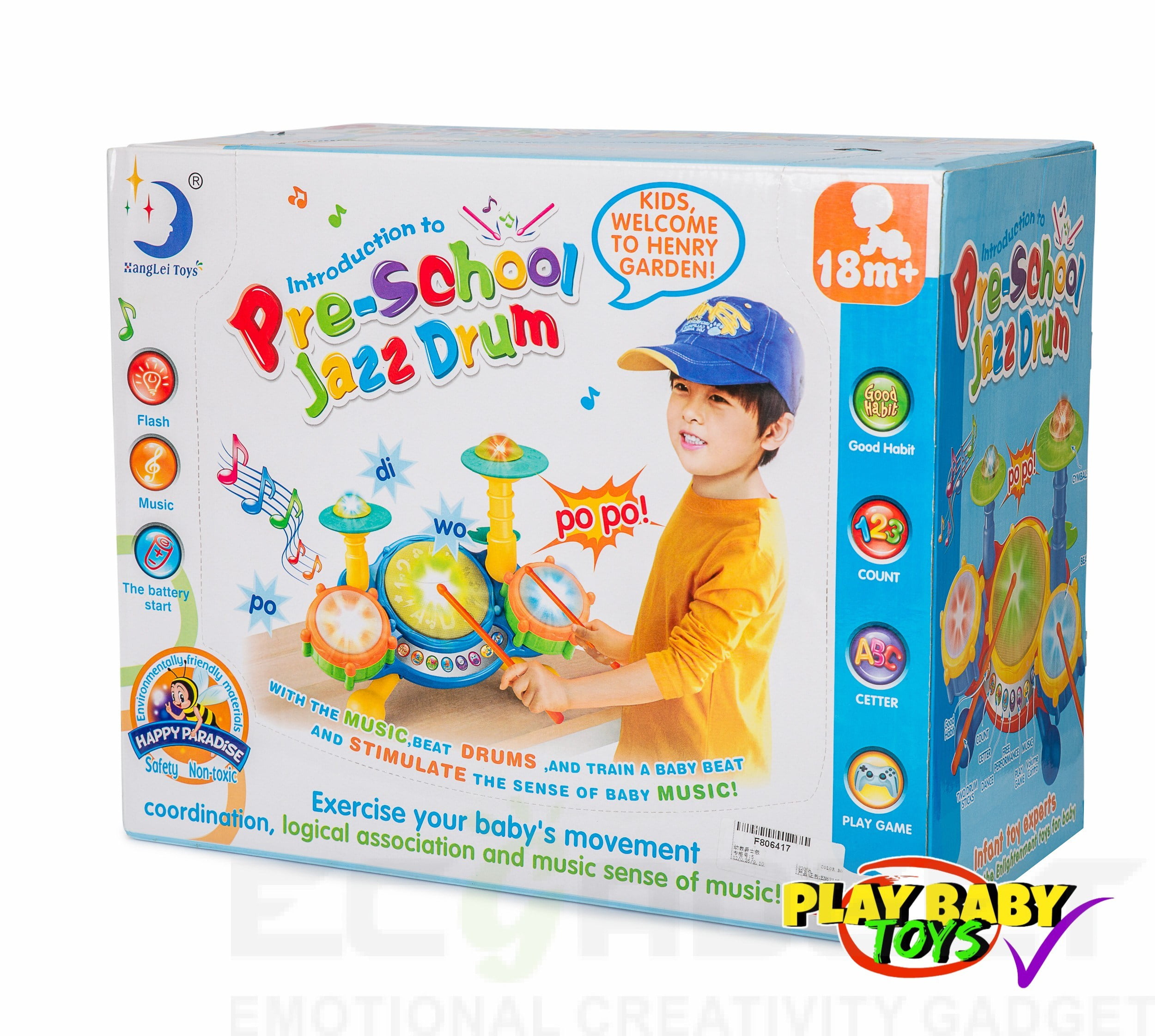 Play Baby Toys Big Beats Pre-School Jazz Drum Set With Preloaded Songs And Music With Educational Activities Like Counting And Developing A Sense Of Music Beat