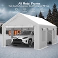 thumbnail image 2 of Kicctian Heavy Duty 12x20 FT Carport, Portable Carport Garage, with Removable Walls, 4 Doors & 4 Windows, Waterproof & UV-Resistant, Ideal for Cars, Trucks, Boats, RVs, 2 of 10