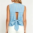 thumbnail image 7 of ClodeEU Women's Striped Crewneck Sleeveless Tank Top with Butterfly Back ,Solid Color Casual Summer Top Light Blue,Women's Plus M, 7 of 7