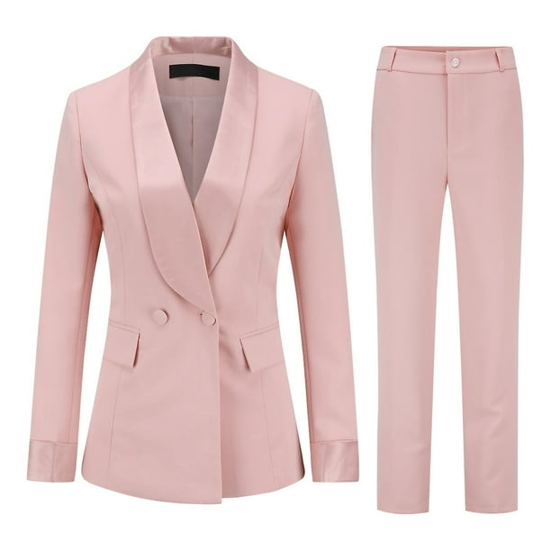 Yunclos Women's 2 Piece Office Lady Business Suit Set Slim Fit Blazer And Pants