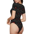 thumbnail image 3 of Daiia Red Poker print Women's Crew Neck Short Sleeve Bodysuit Fashion Tops Fit Casual Basic Extender Bodysuit-XX-Large, 3 of 9