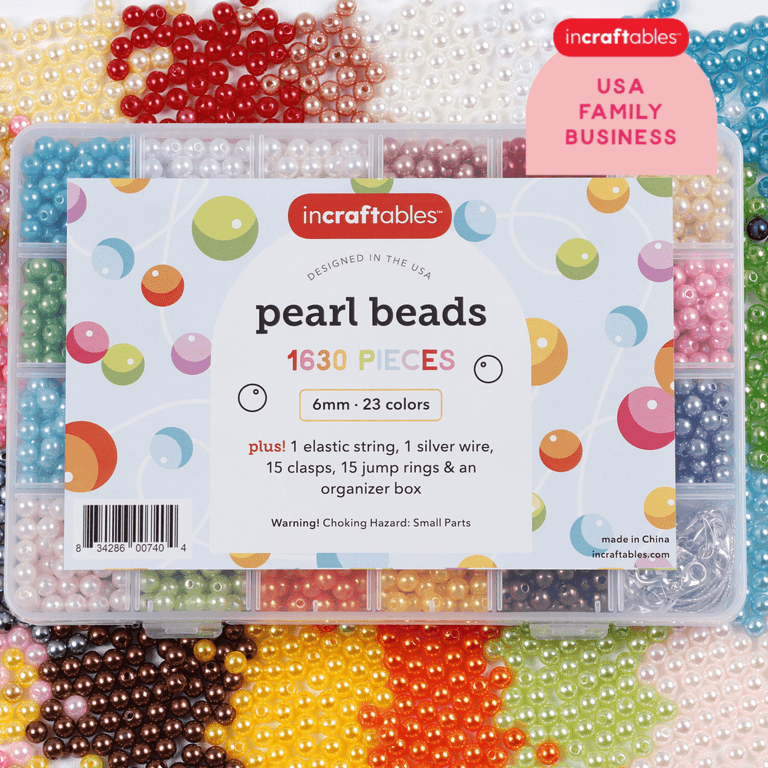 Incraftables Pearl Beads for Jewelry Making 1700pcs (24 Multicolor). 6mm  Round Beads for Bracelets 