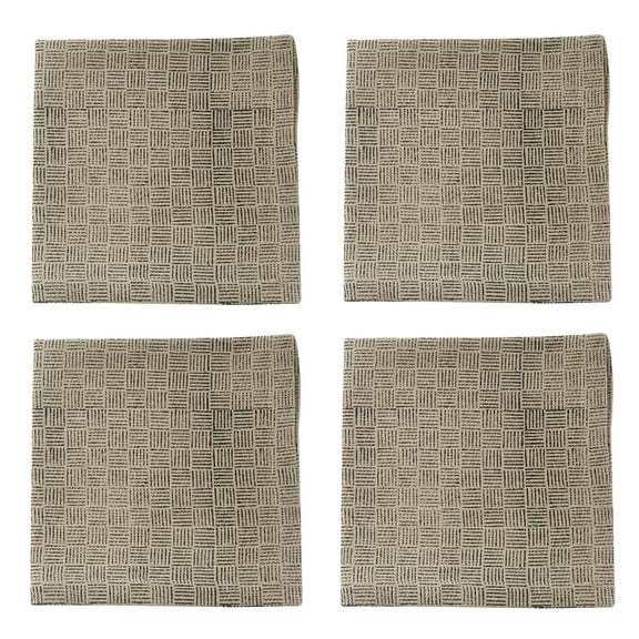 Split P Beige Block Print Napkin Set of 4