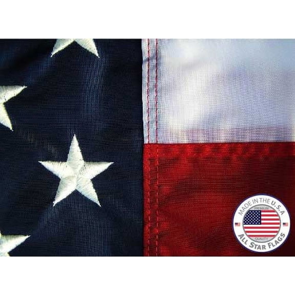 Premium American Flag 3x5' - 100% Made in USA - Durable, Long Lasting, Bright & Vivid Nylon Material - Embroidered Stars, Sewn Stripes with Lock Stitching, Four Rows of Lock Stitching on the Fly End