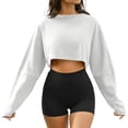 thumbnail image 5 of PFRNLF Cropped Sweatshirts for Women Summer Oversized Long Sleeve Crewneck Pullover Crop Tops, 5 of 9