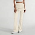 thumbnail image 2 of Fewfanhot Women Skirted Flared Yoga Pants, High Waist Drawstring Overlay Skirt Full Length Stretch Bootcut Workout Trousers, 2 of 7