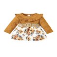 thumbnail image 1 of Robe d'Automne pour Bébé Fille Princesse Imprimé Floral Manches Longues Robe Trapèze avec Ceinture, 1 of 9