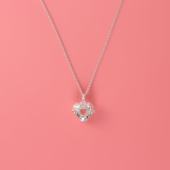 NICEXMAS Perfume Locket Necklace Rhinestone Heart 1Pcs