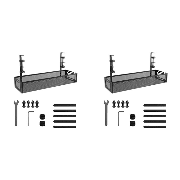 2X Cable Management Under Desk, Under Desk Cable Management Tray, Desk Cable Organizer,Cable Management Box