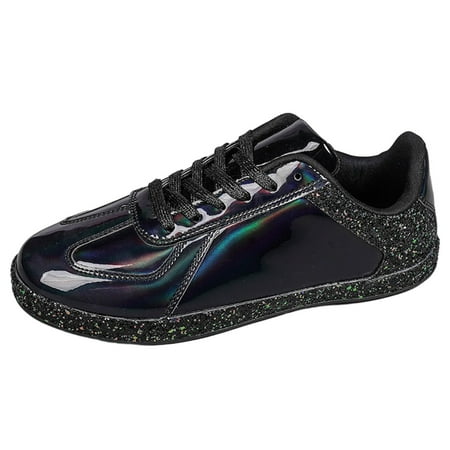 

Shoes For Women Casual Lace Up Board Shoes Colourful Sequins Fine Glitter Casual Low Top Single Shoes Loafers Flat Shoes Sneakers For Women