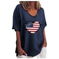 thumbnail image 2 of BRGZLK Women's V Neck T-Shirts Summer American Flag Printed Tees Casual Short Sleeves V Neck Loose Blouse Tops Navy M, 2 of 5