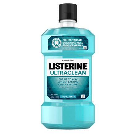 Listerine Ultraclean Antiseptic Mouthwash, Tartar, Cool Mint, 500 mL