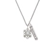 thumbnail image 2 of Delight Jewelry Silvertone Square AB Crystal with Filigree Silvertone Mother Daughter Bar Charm Necklace, 23", 2 of 4