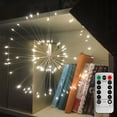 thumbnail image 3 of LED String Firework Lights, Remote Control, Battery Operated Hanging Starburst Lights with 180 LED, IP65 Waterproof, Decorative Copper Wire Lights for Parties, 3 of 9
