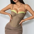 thumbnail image 4 of Going Out Tops For Women Sevevn Women's Bustier Crop Top Spaghetti Strap Corset Top Brown L, 4 of 7