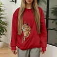 thumbnail image 2 of Rhuody Women Crewneck Cat Pouch Sweatshirt With Pocke Fall Winter Long Sleeve Solid Color Cat Dog Pouch Hoodie Pet Pouch Sweatshirt Puppy Cat Holder Carrier Pullover Shirt Cute Clothes L Red, 2 of 5