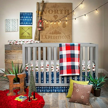 - Camp River Rock Red and Navy Blue Plaid Crib Quilt by Glenna Jean