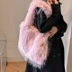 thumbnail image 5 of Bolso de hombro de piel sintética para mujer, bolso de mano de felpa informal, bolso de viaje para invierno (rosa), 5 of 8
