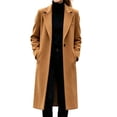 thumbnail image 2 of QIYAGBSA Trench Coat Women Soft Notched Lapel Collar Button Down Long Sleeve Fall Winter Warm Outerwear with Side Pockets Mid Calf Everyday Coverage (Coffee, 2XL), 2 of 9