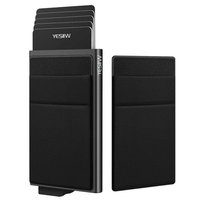 Pop up Card Holder Wallet for Men RFID Blocking Minimalist Mens Wallet Slim Credit Card Wallet Black