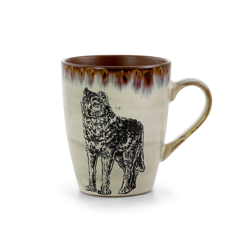 Elama Majestic Wolf 16-Piece Stoneware Dinnerware Set photo 4