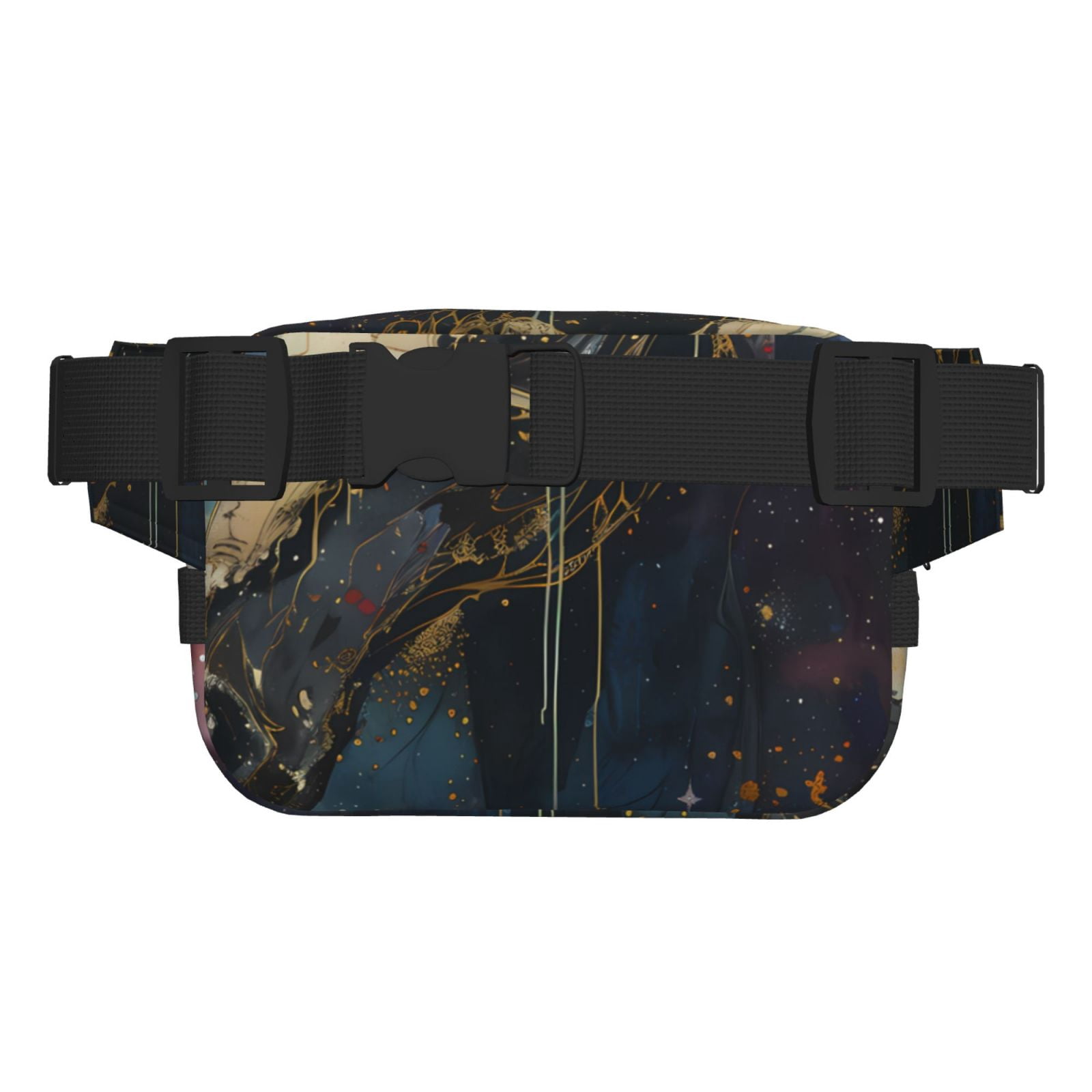 Picia Colorful Ink Cute Horse Print Square Double-Layer Waist Bag Mini Adjustable Waist Belt Bag Exercise Running Travel Hiking