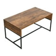 thumbnail image 6 of Household Essentials Wrap Rectangular Coffee Table Rustic Hickory Wood Grain and Black Metal, 6 of 8