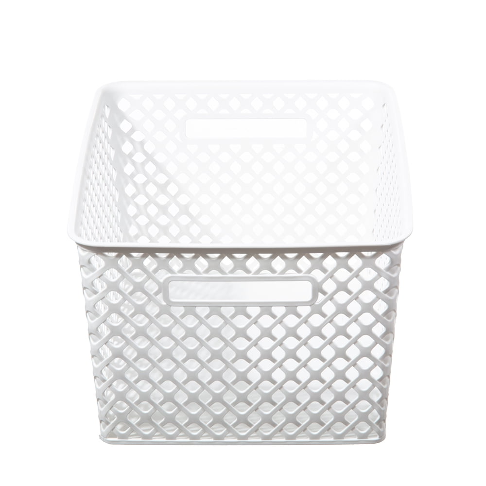 Mainstays Large Decorative Plastic Mesh Basket, 4 Pack, White