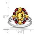 thumbnail image 2 of White Sterling Silver Ring Band Gemstone Citrine Yellow Garnet Red, 2 of 2