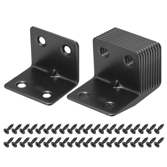 10 Pack l Corner Bracket Metal Angle Brackets, Black, 1.22"x1.5"x1.22"
