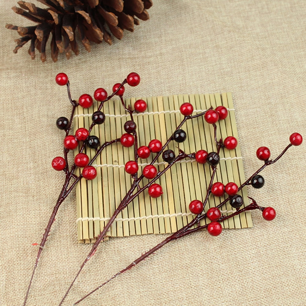 1Piece Artificial White Berry Stems, 27.5 Inch Burgundy Red Berry Picks  Holly Berries Branches for Christmas Tree Decorations for Crafts, Wedding