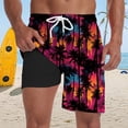thumbnail image 2 of CHENge Men's Swim Trunks Long Casual Hawaiian Print Quick Dry 4th Of July Swim Trunks with Compression Liner Stretch Fabric Mens Summer Clothes, 2 of 5