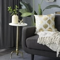 thumbnail image 3 of DecMode White Marble Slim Tripod Side End Accent Table with Gold Inlay and Scrolled Base, 15" x 15" x 27", 3 of 12